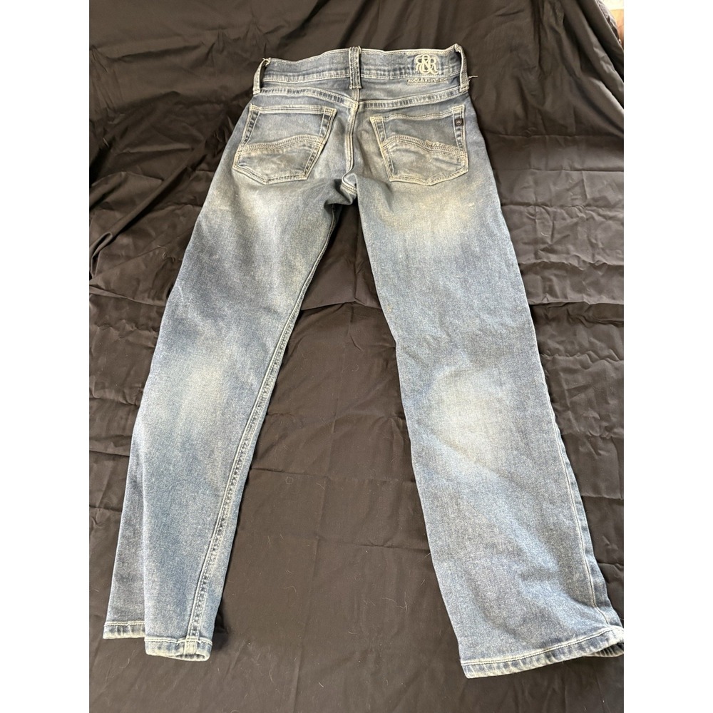 Rock & Republic Bootcut‎ mens Jeans Blue Button Logo Zipper - Picture 2 of 6